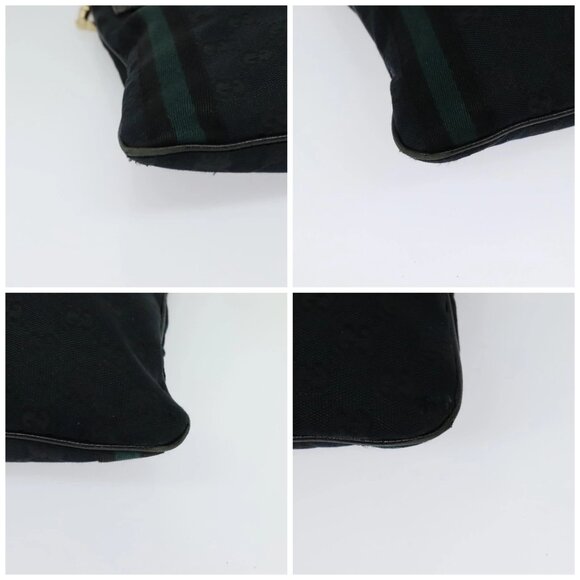 GUCCI GG Canvas Sherry Line Shoulder Bag Black Gold - Picture 16 of 16